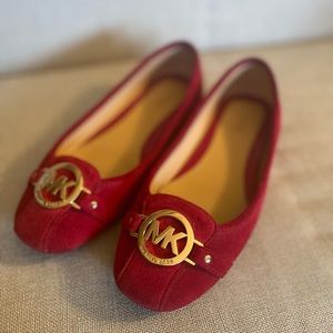 Michael Kors Red Suede Fulton Flat Shoes